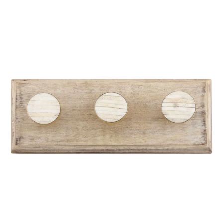 Cream Round  Metal And Bone Wooden Hooks